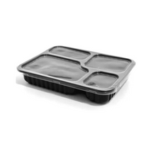 Load image into Gallery viewer, Pote Retangular 4 divisórias 1225ml Preta G324 Galvanotek c/10 un