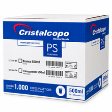 Cargar imagen en el visor de la galería, Copo Descartável 500ml Transparente Cristalcopo c/1000 un