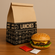 Load image into Gallery viewer, Saco Kraft Para Lanches SOS IMPRESSO c/50un Tamanho G Pluma