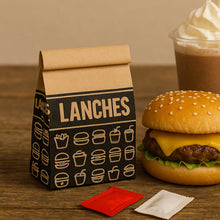 Load image into Gallery viewer, Saco kraft para lanches SOS IMPRESSO c/50un tamanho P Pluma