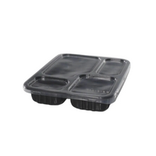 Load image into Gallery viewer, Pote Retangular 4 divisórias 1225ml Preta G324 Galvanotek c/50 un