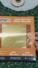 Cargar y reproducir el video en el visor de la galería, Papel Chumbo para Bolo Gelado Ouro 20x22cm Carber c/100 un