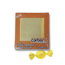 Load image into Gallery viewer, Embalagem para Trufa Amarelo 14,5x15,5cm Carber c/100 un