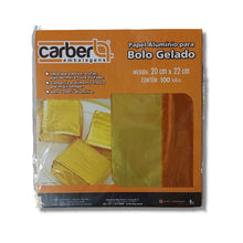 Cargar imagen en el visor de la galería, Papel Chumbo para Bolo Gelado Ouro 20x22cm Carber c/100 un