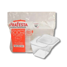 Cargar imagen en el visor de la galería, Pote Quadrado Freezer e Micro-ondas 500ml com Tampa Prafesta c/20 un