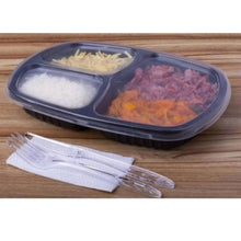 Load image into Gallery viewer, Pote Retangular 3 divisórias 850ml G331 Preta Galvanotek c/50 un