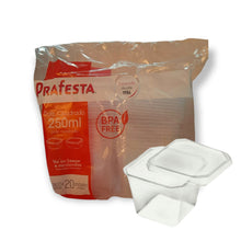 Load image into Gallery viewer, Pote quadrado freezer e micro-ondas 250ml com tampa Prafesta c/20 un