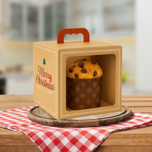 Load image into Gallery viewer, Caixa Alça e Visor  Panetone 500g Kraft Natal Luz C3938 Ideia c/5 un
