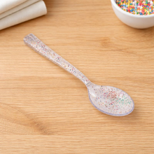 Carregar imagem no visualizador da galeria, Mini Colher Sobremesa 13cm Transparente Glitter Colorido Carber c/50 un
