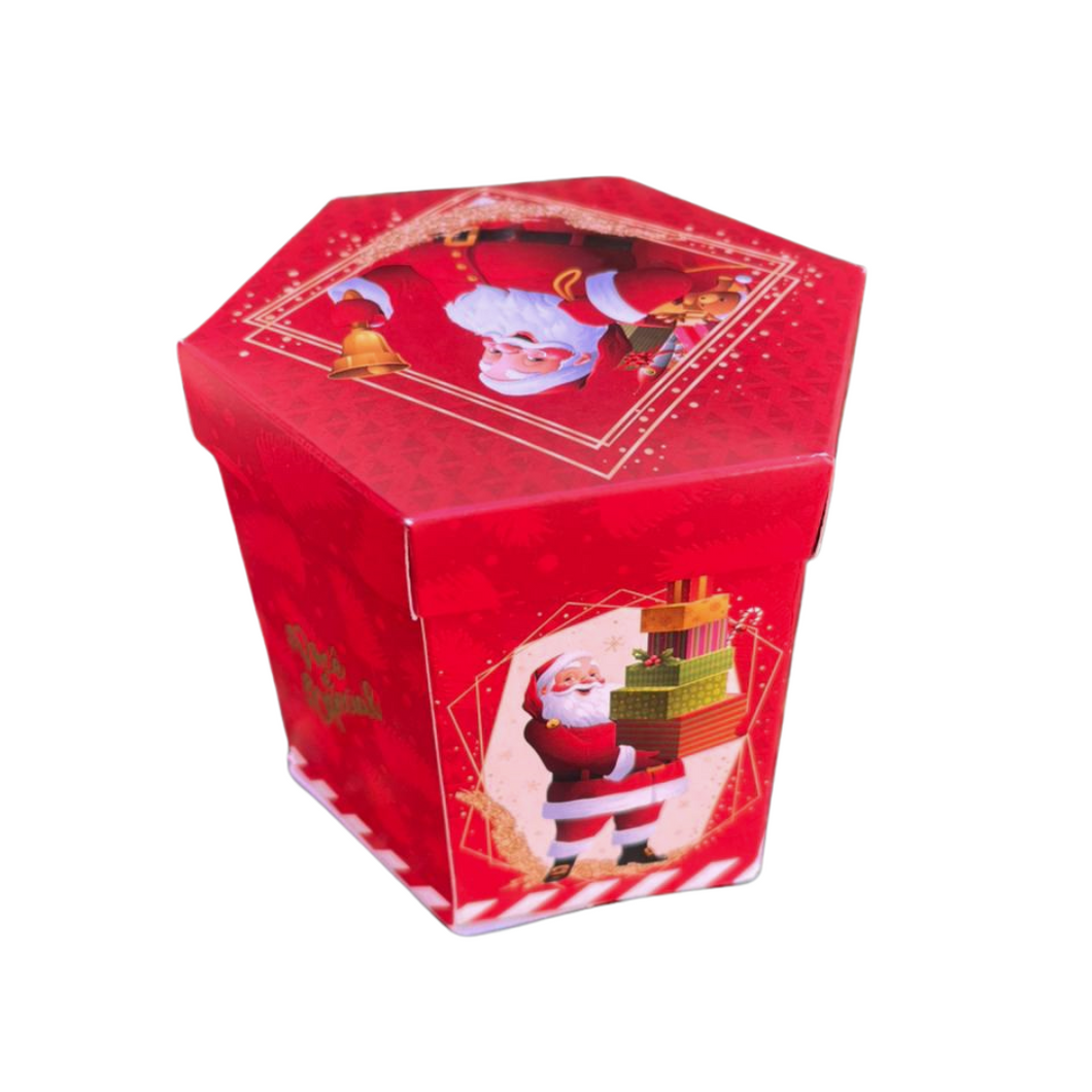 Caixa Sextavada Mini Panetone Brilho de Natal 100g Carber c/10 un