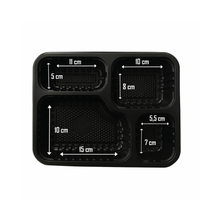 Cargar imagen en el visor de la galería, Pote Retangular 4 divisórias 1225ml Preta G324  Galvanotek c/50 un
