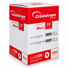 Carregar imagem no visualizador da galeria, Copo Descartável Maxi PP Estriado 300ml Transparente Cristalcopo c/20x100 un

