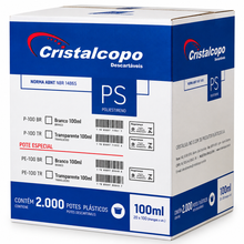 Cargar imagen en el visor de la galería, Pote Descartável 100ml Transparente Cristalcopo c/2000 un
