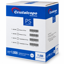 Carregar imagem no visualizador da galeria, Tampa Plástica T200 Furada para Copo e Pote Cristalcopo c/20x50 un
