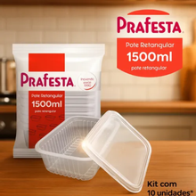 Load image into Gallery viewer, Pote retangular freezer e micro-ondas 1500ml com tampa Prafesta c/10un
