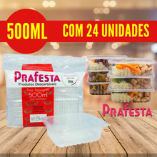 Cargar imagen en el visor de la galería, Pote Retangular Freezer e Micro-ondas 500ml com Tampa Prafesta c/24 un

