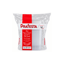 Cargar imagen en el visor de la galería, Pote retangular freezer e micro-ondas 150ml com tampa Prafesta c/20un
