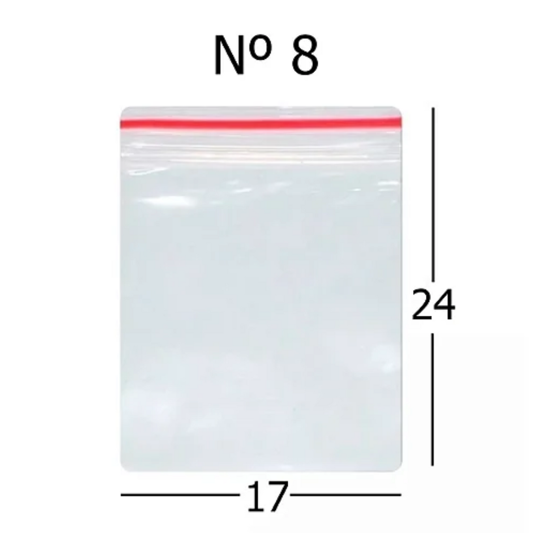 Saco Plástico Zip Lock Nº08 17x24cm c/1000 un
