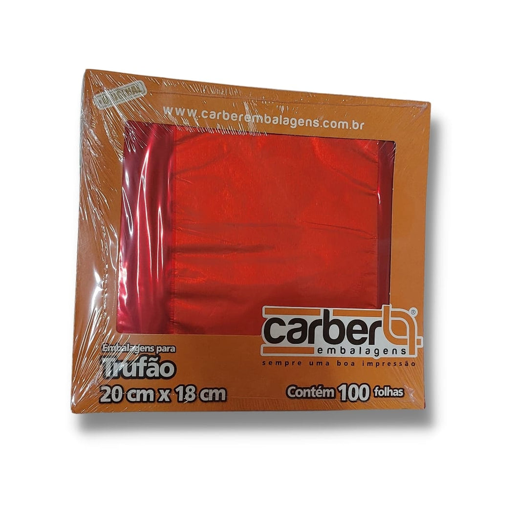 Embalagem para Trufão Vermelho 20x18cm Carber c/100 un