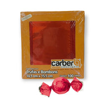 Load image into Gallery viewer, Embalagem para Trufa Vermelho 14,5x15,5cm Carber c/100 un
