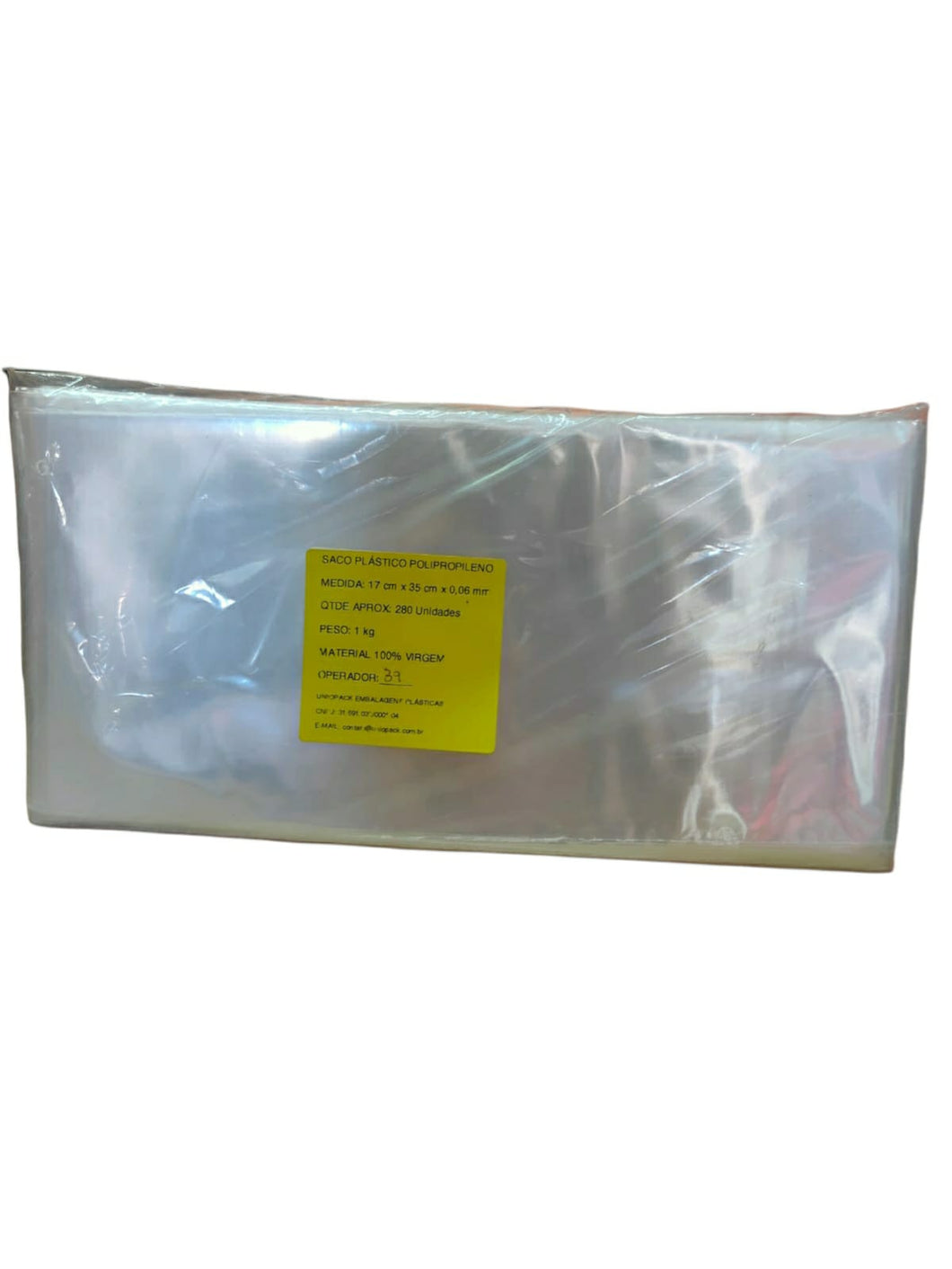 Saco plástico transparente PP 17x35x0,006 c/1 KG