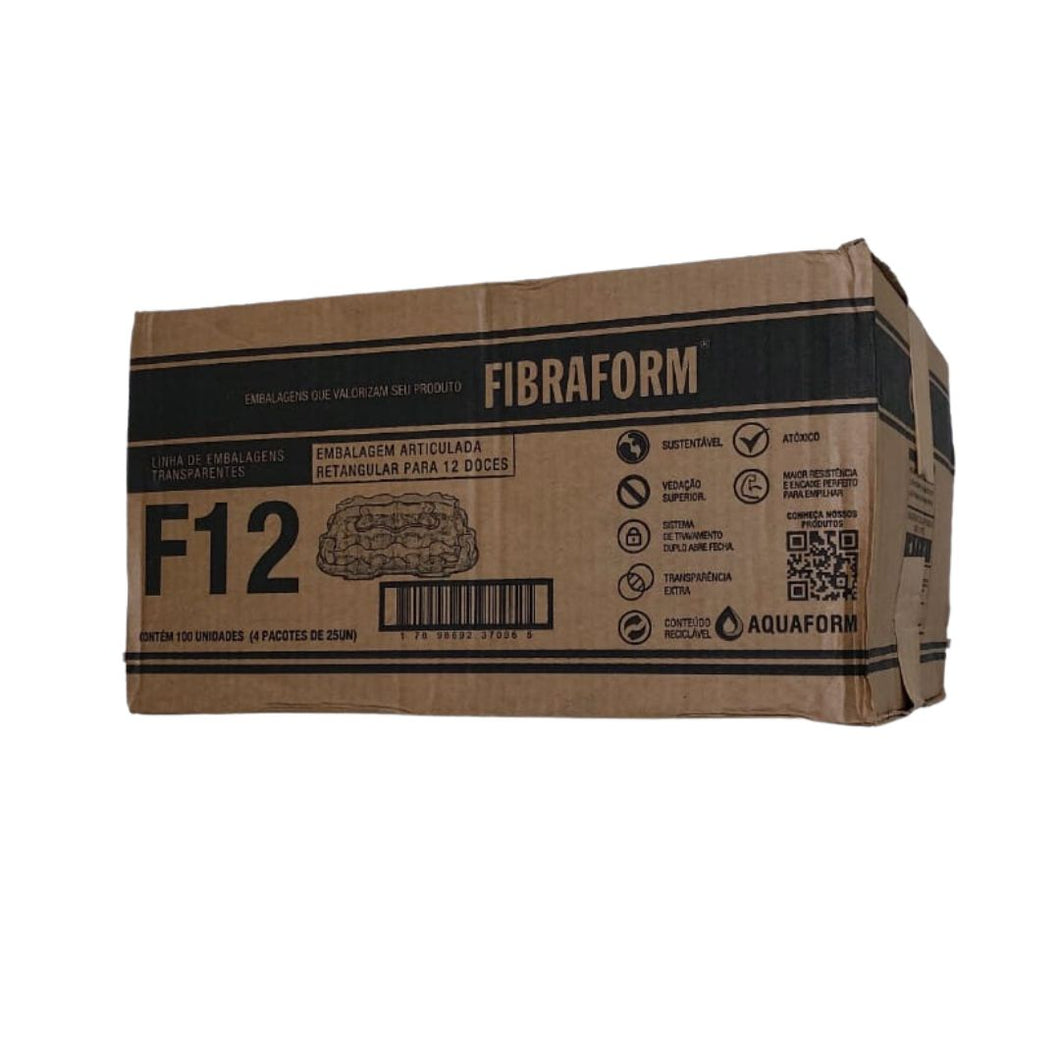 Embalagem Retangular Articulada para 12 Doces F12 Fibraform c/100 un