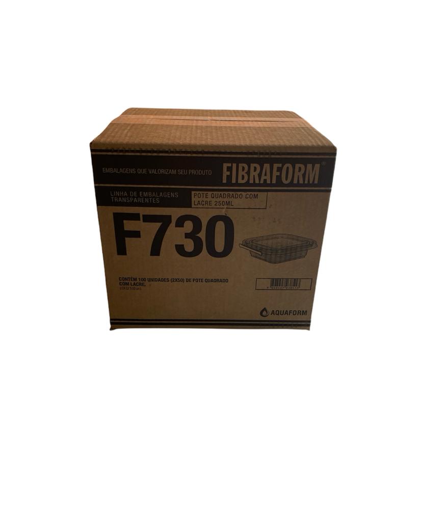 Pote quadrado transparente 250ml Tampa com Lacre F730 Fibraform c/100un