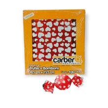 Cargar imagen en el visor de la galería, Embalagem para Trufa Vermelho Coração 14,5x15,5cm Carber c/100 un
