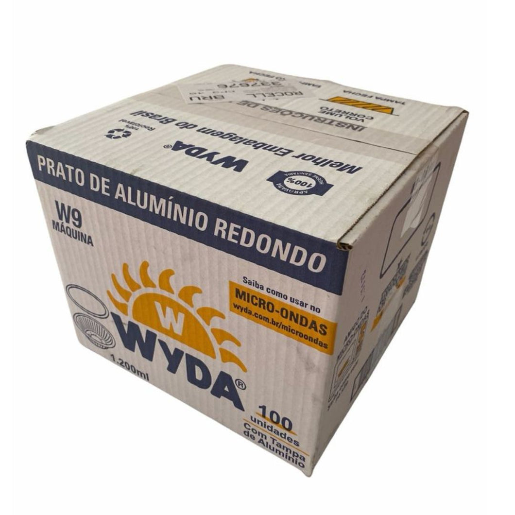 Marmitex de Alumínio Nº9 1200ml Fechamento Máquina Wyda c/100 un