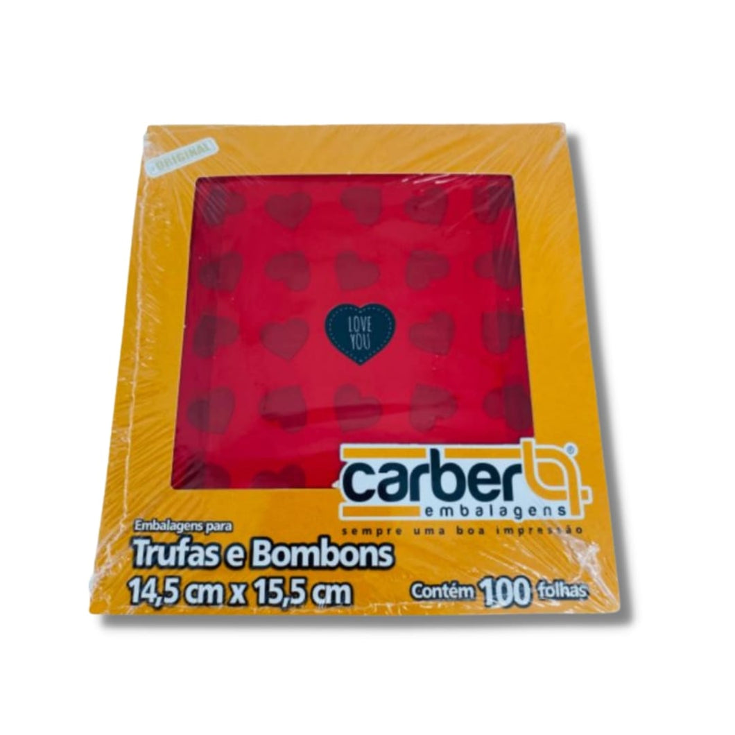 Embalagem para Trufa Love Red 14,5x15,5cm Carber c/100 un